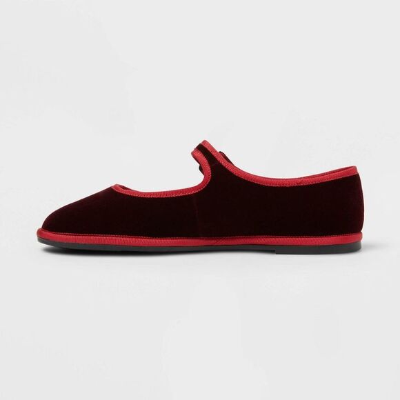 Universal Thread - Women’s Halston Ballet Flats with Memory Foam Inso Burgundy - Picture 2 of 4
